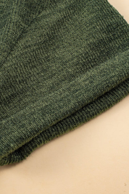 Green Ribbed Textured Wide Leg Jumpsuit with Buttoned Side Pockets