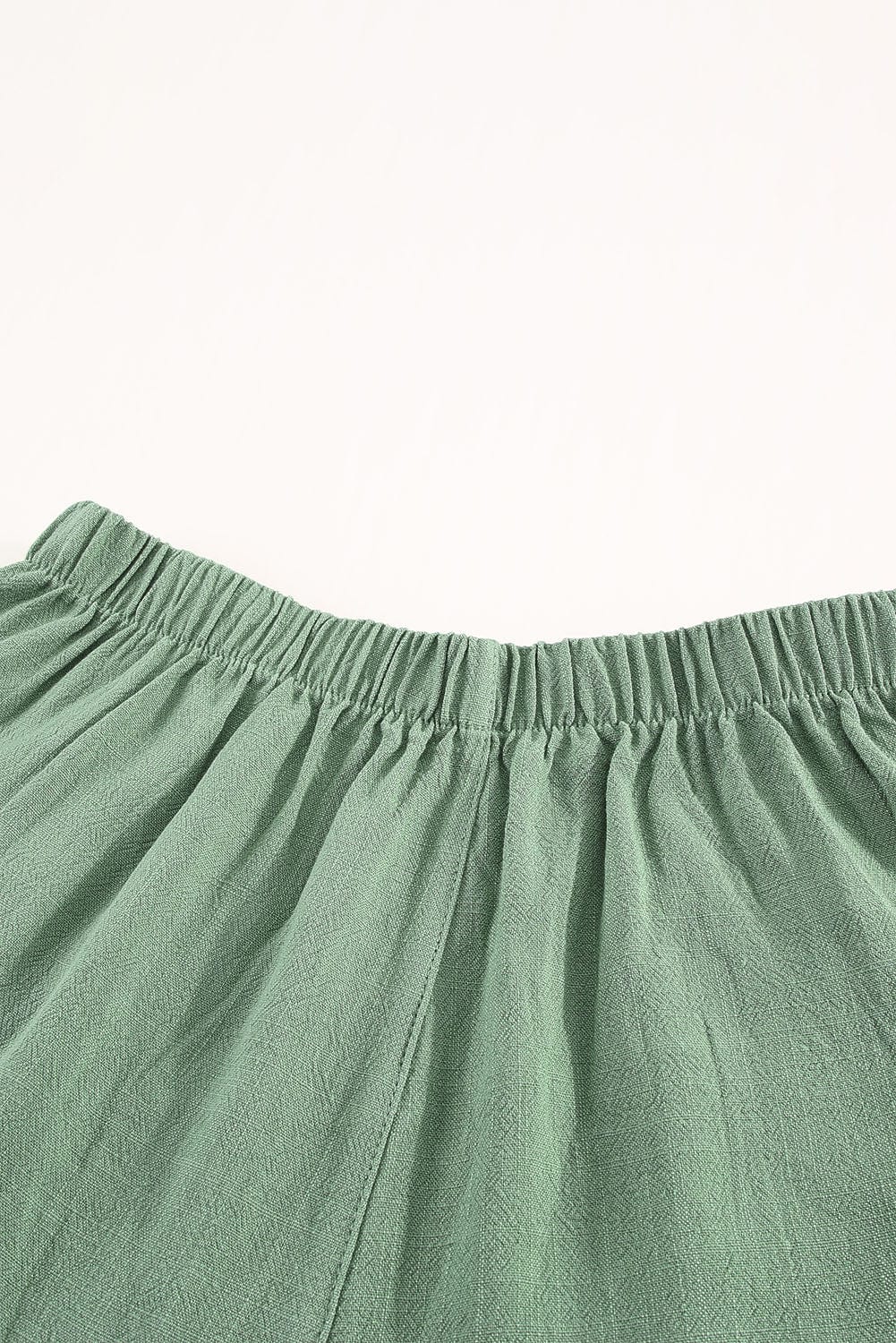 Green Ruffle Shorts with High Waist and Pockets