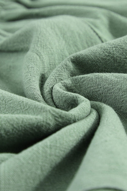 Green Ruffle Shorts with High Waist and Pockets