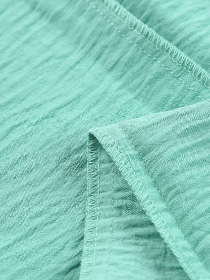 Green Shirred High Waist Sleeveless V Neck Jumpsuit