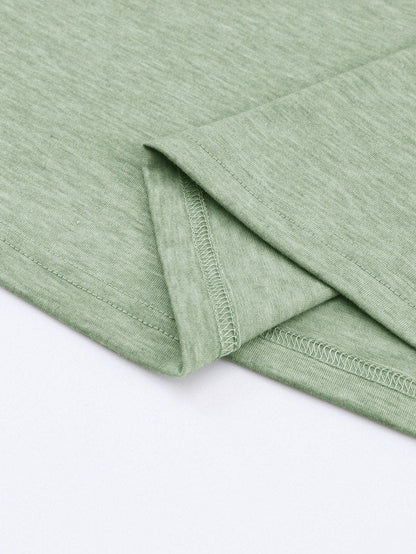 Green Smocked 3/4 Sleeve Relaxed Fit Top with Ruffle Detail