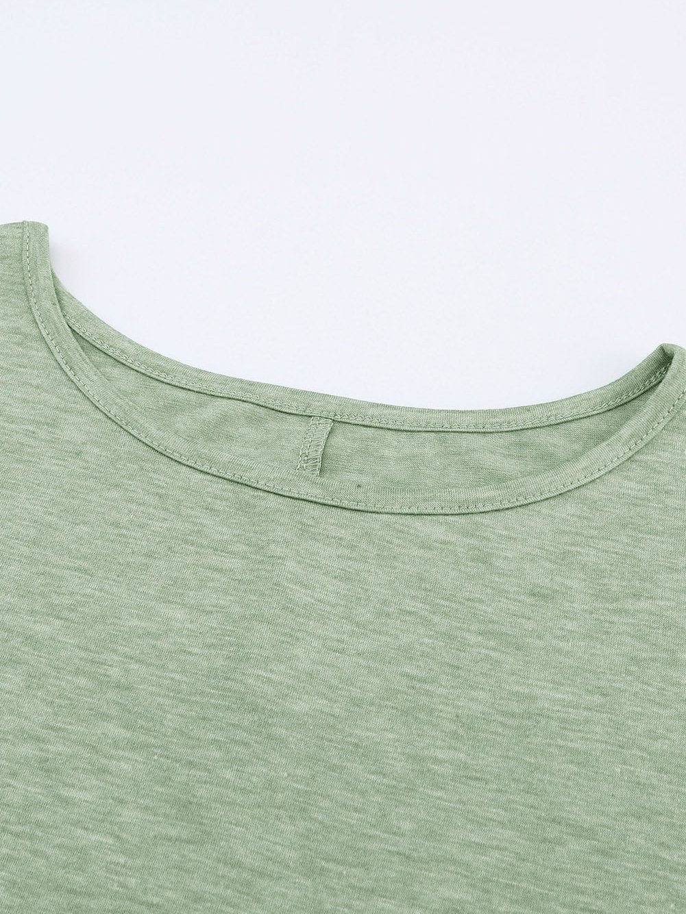 Green Smocked 3/4 Sleeve Relaxed Fit Top with Ruffle Detail