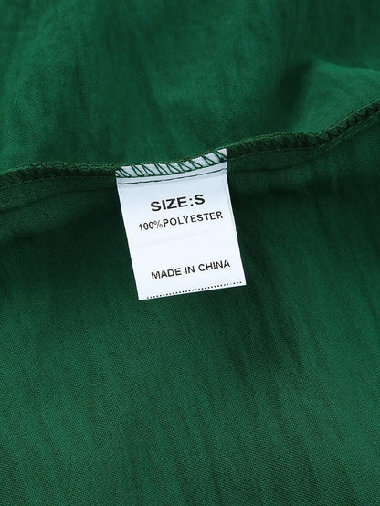 Green Smocked Cuff Shift Blouse