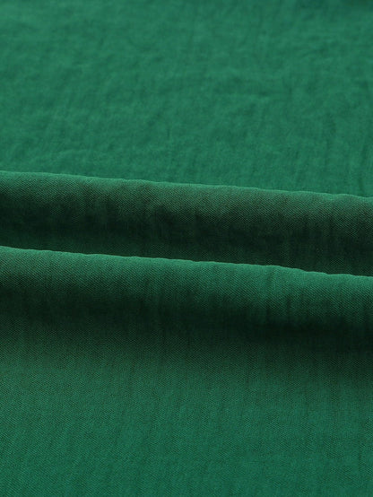 Green Smocked Cuff Shift Blouse