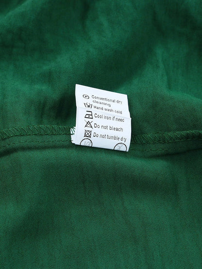 Green Smocked Cuff Shift Blouse