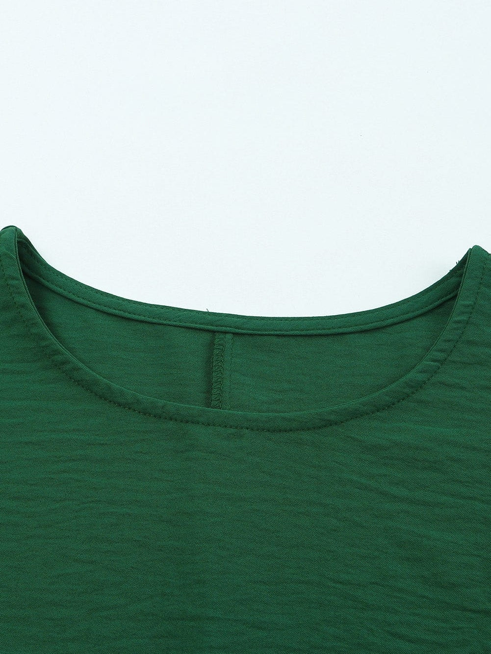 Green Smocked Cuff Shift Blouse