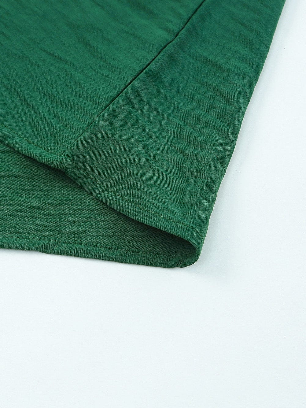 Green Smocked Cuff Shift Blouse