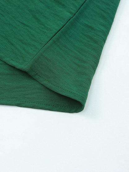 Green Smocked Cuff Shift Blouse