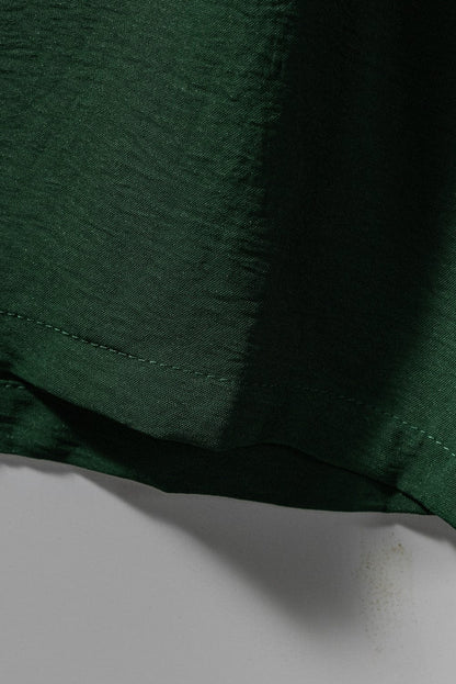 Green Smocked Sleeveless Jumpsuit with Wide Leg and Pockets