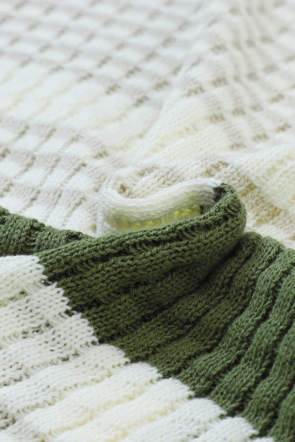 Green Striped Knit Button-Up Cardigan