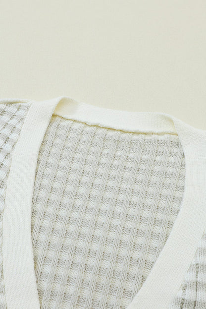 Green Striped Knit Button-Up Cardigan