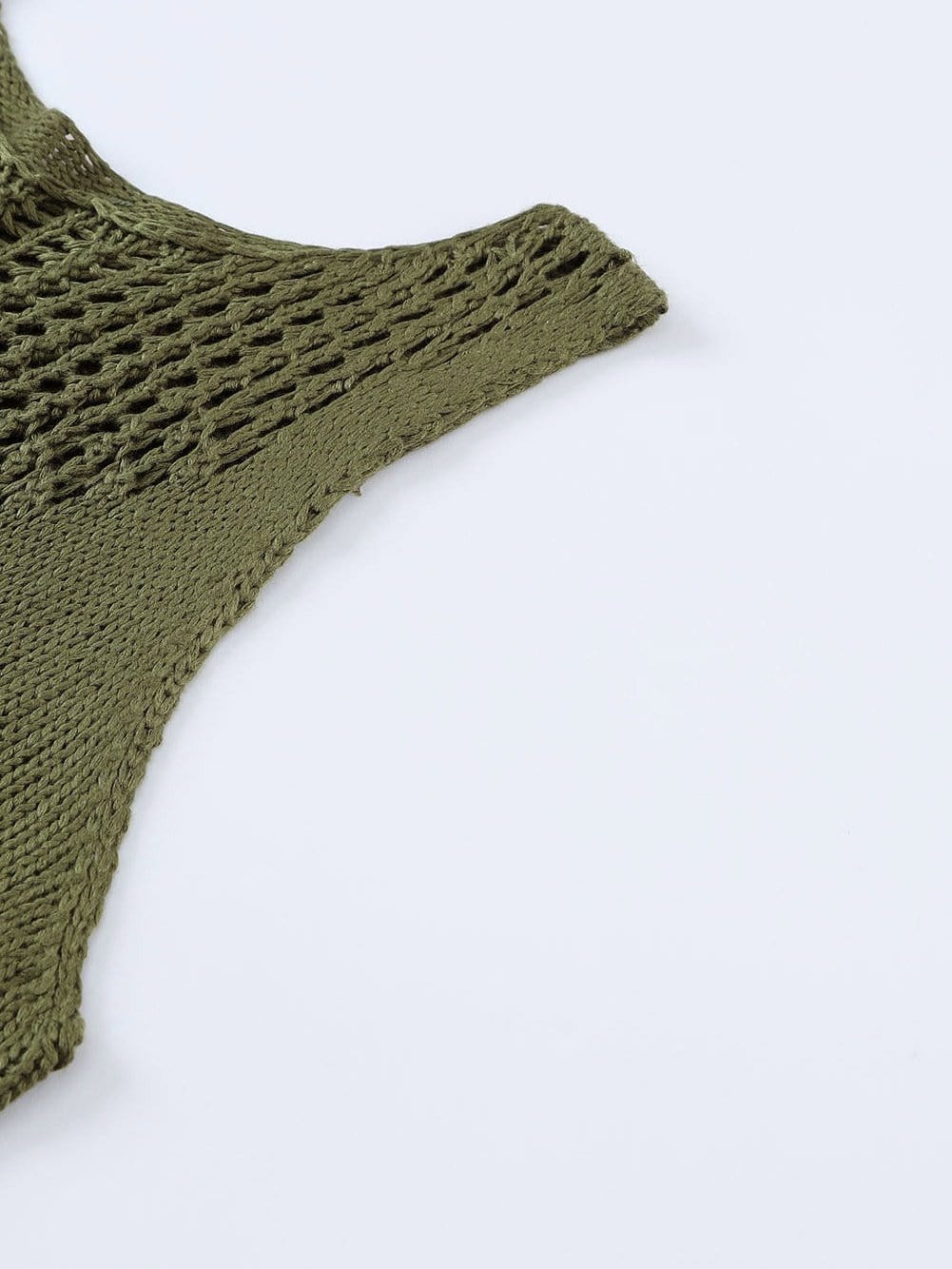 Green Textured Crochet Tassel Knit Top