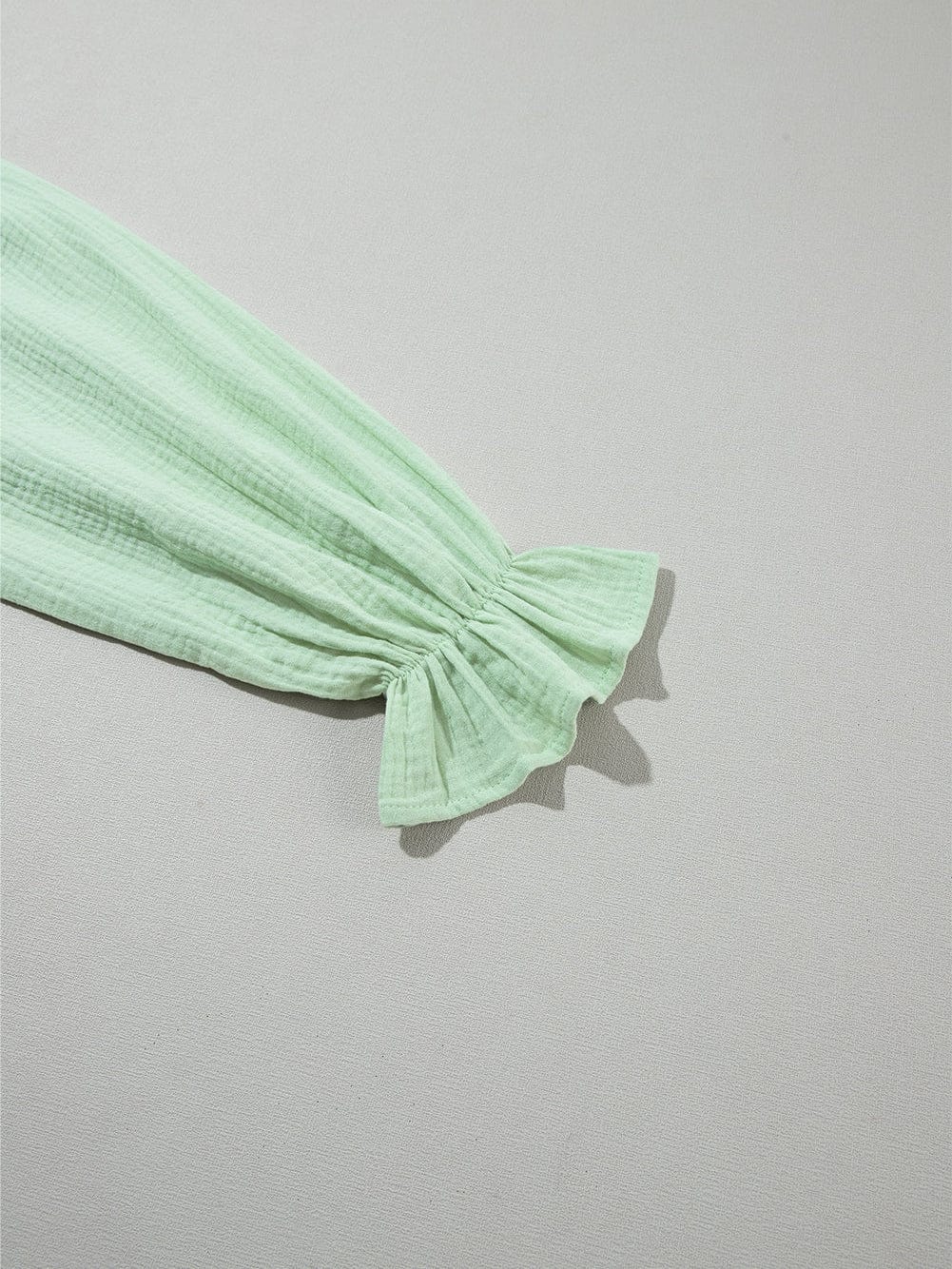 Green Textured Square Neck Bubble Sleeve Maxi Dress