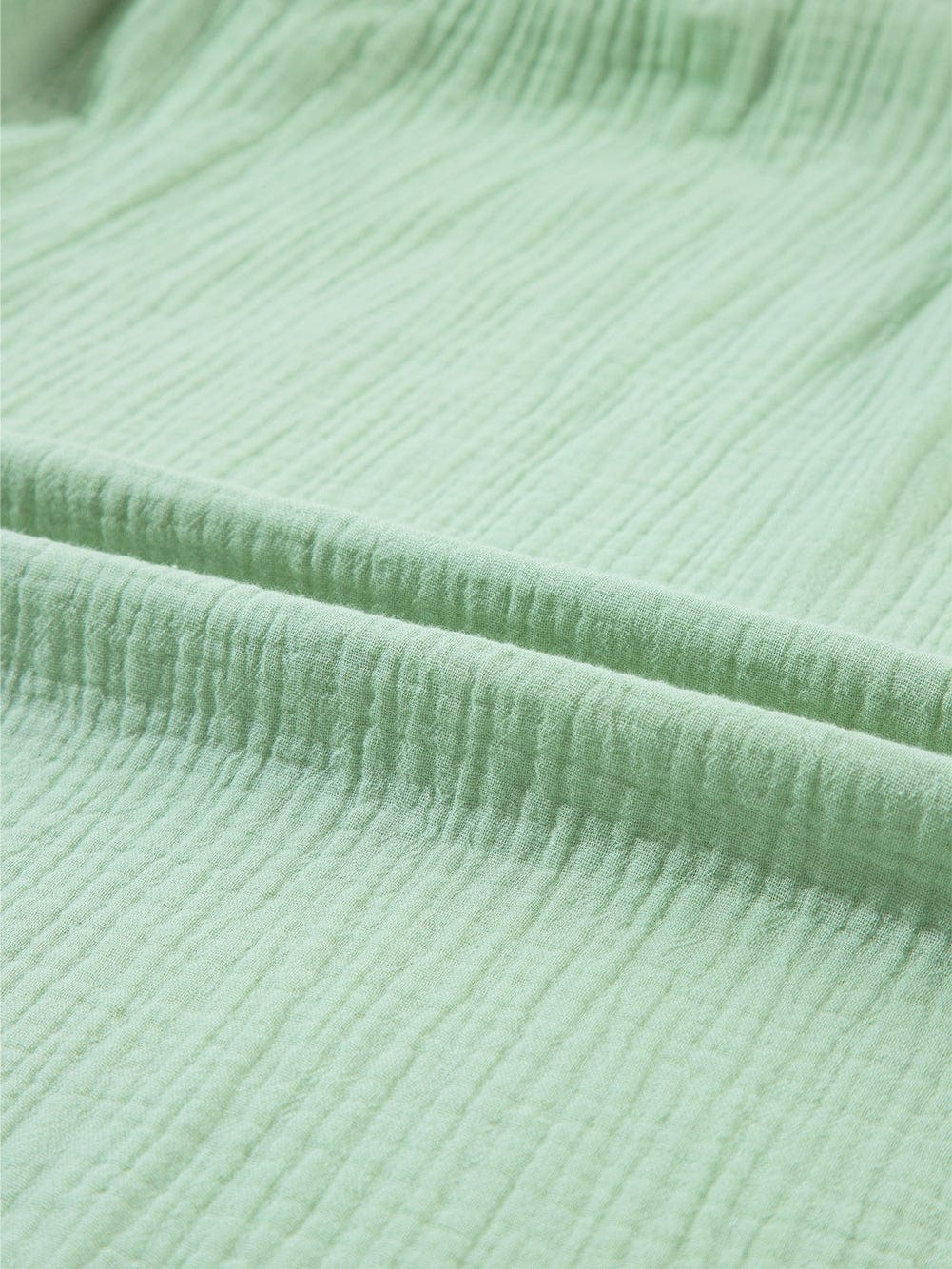 Green Textured Square Neck Bubble Sleeve Maxi Dress