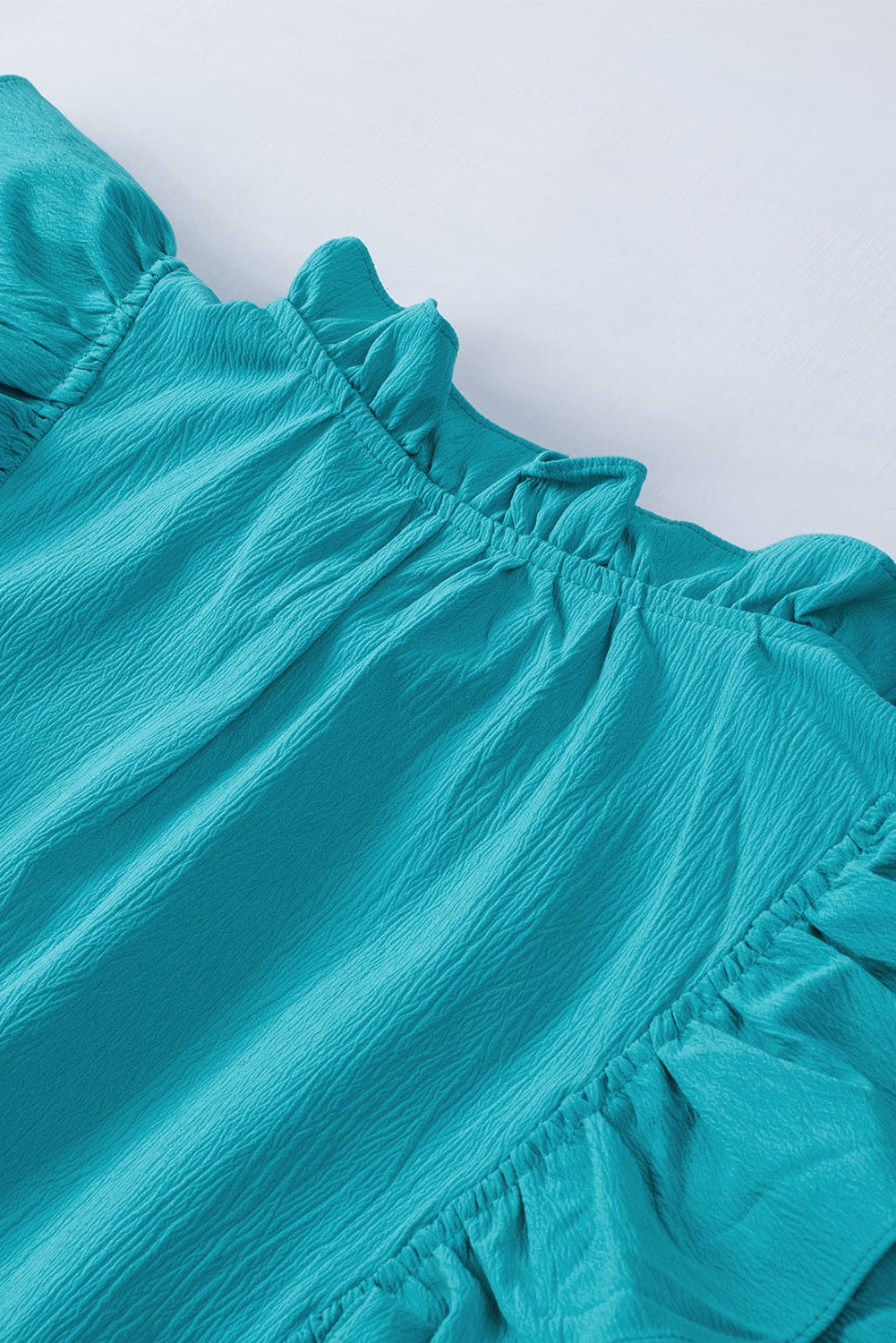 Green Tiered Ruffle-Sleeve Mini Dress with Handy Pockets