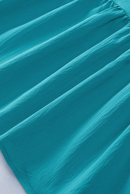 Green Tiered Ruffle-Sleeve Mini Dress with Handy Pockets