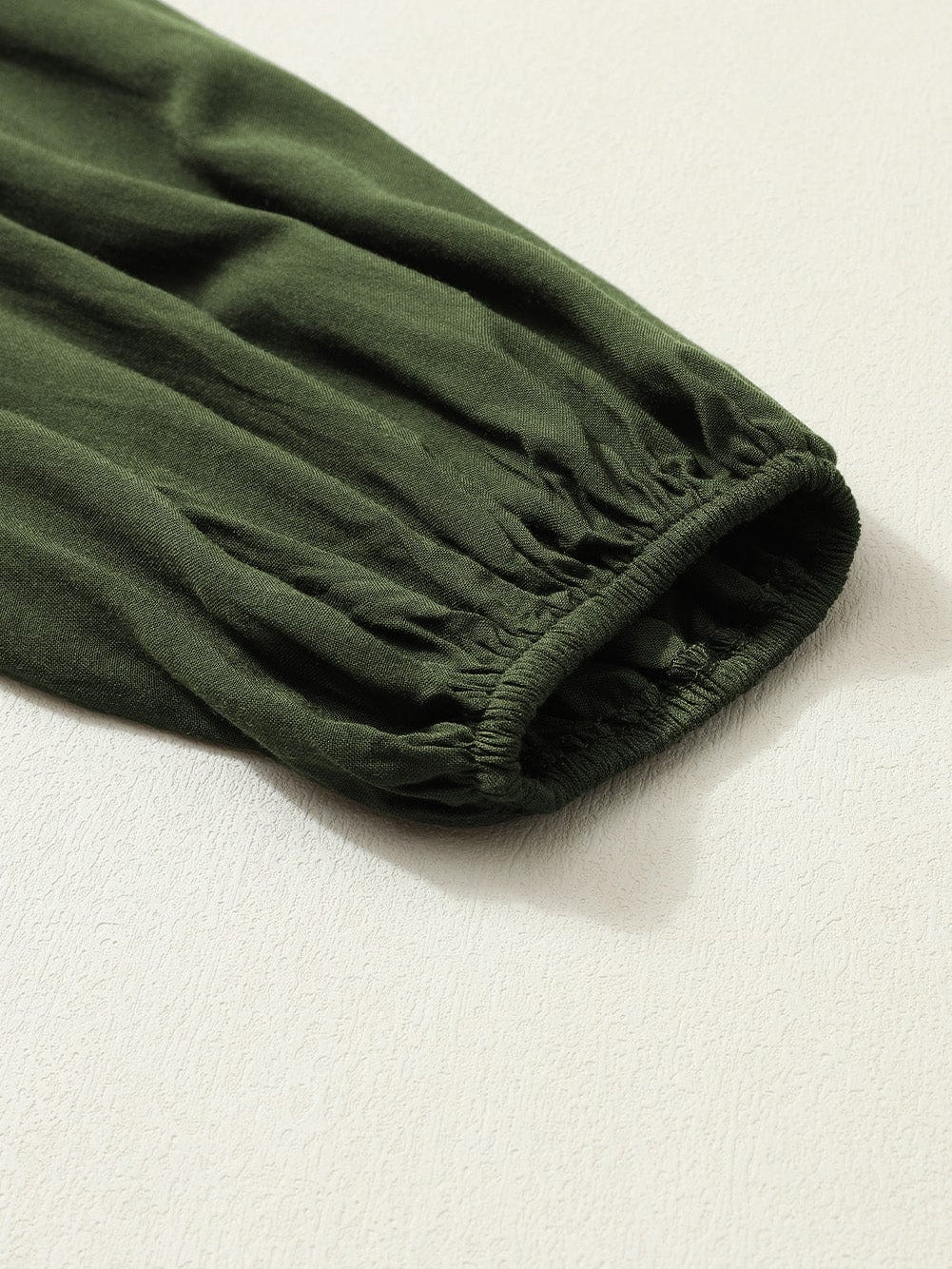 Green V-Neck Puff Sleeve Tiered Ruffled Mini Dress