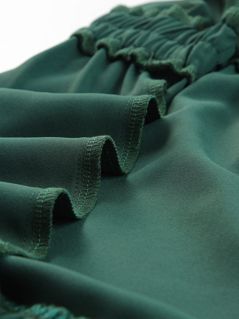 Green V Neck Ruffle Sleeve Mini Dress with High Waist