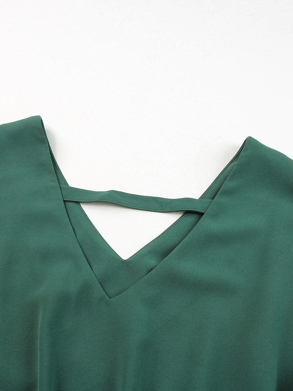 Green V Neck Ruffle Sleeve Mini Dress with High Waist