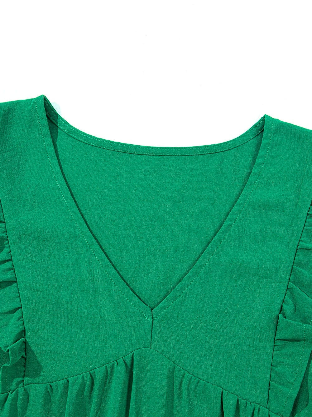 Green V Neck Ruffle Tiered Mini Dress - Stylish Choice for a Chic Ensemble