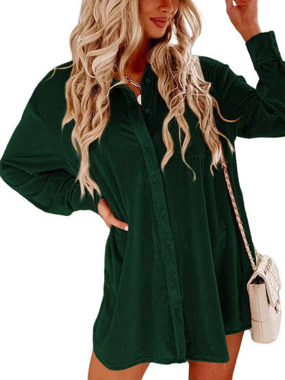 Green Velvet Square Neck Puff Sleeve Shift Mini Dress