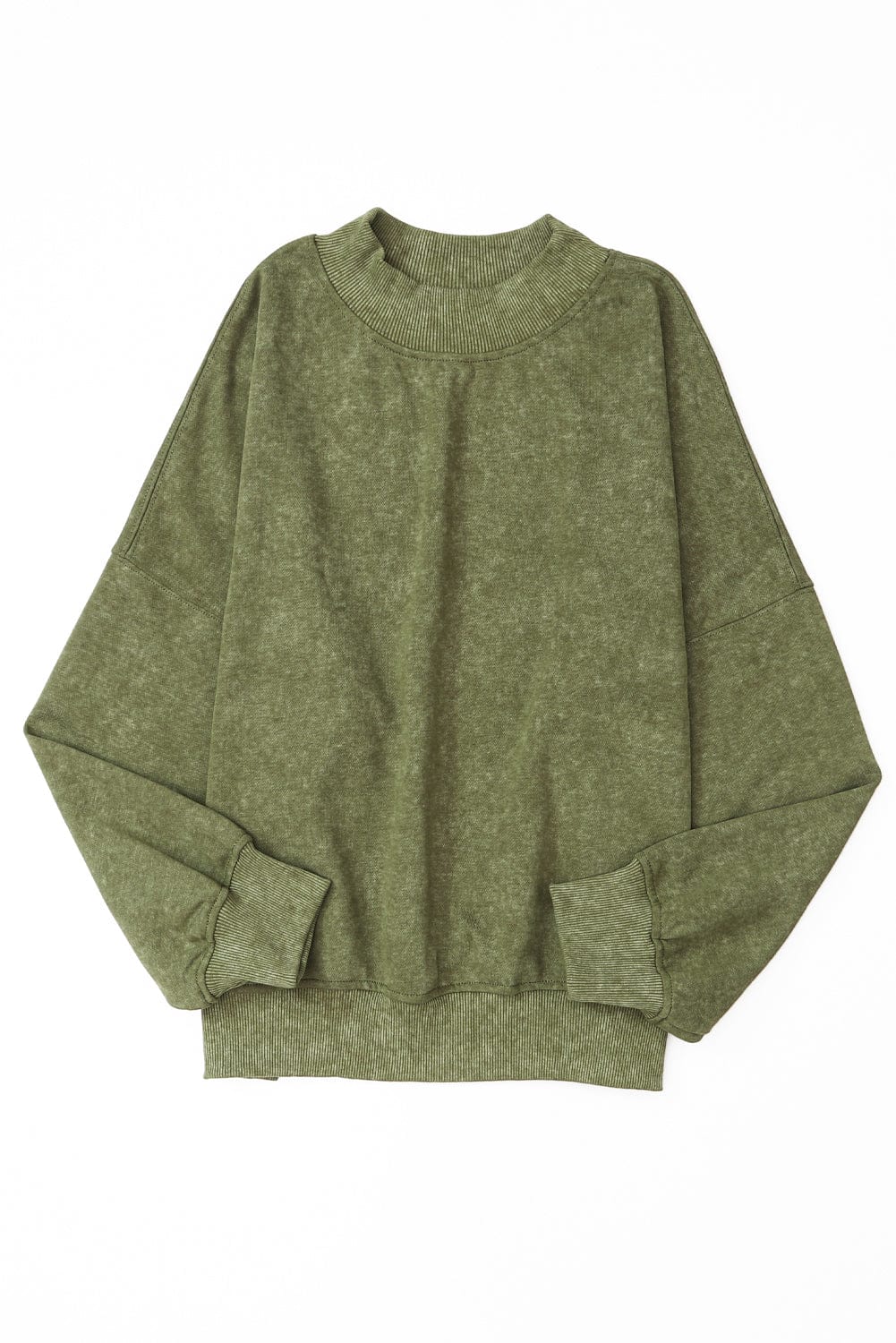 Green Vintage Drop Shoulder Round Neck Pullover Sweatshirt