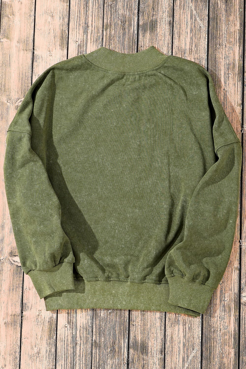 Green Vintage Drop Shoulder Round Neck Pullover Sweatshirt