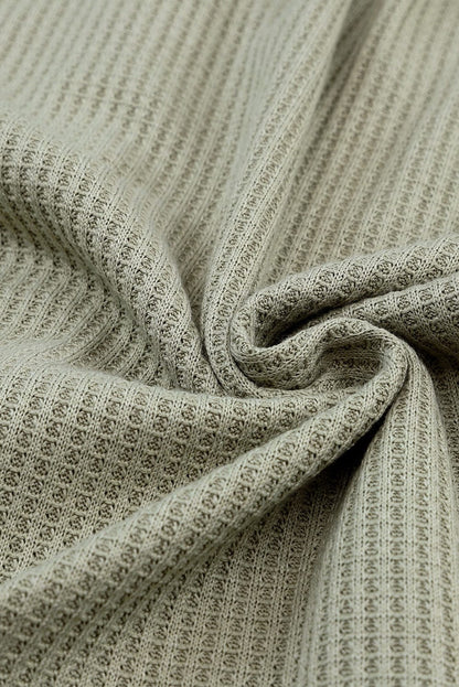 Green Waffle Knit Cardigan with Exposed Seams and Button Detail