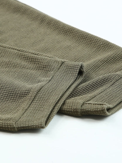 Green Waffle Knit Sleeveless V-Neck Casual Jumpsuit with Pockets