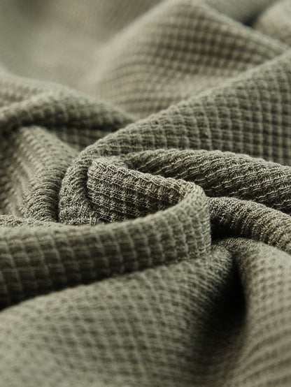 Green Waffle Knit Sleeveless V-Neck Casual Jumpsuit with Pockets