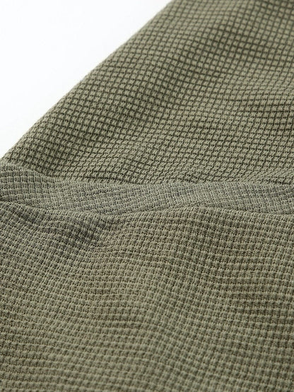 Green Waffle Knit Sleeveless V-Neck Casual Jumpsuit with Pockets