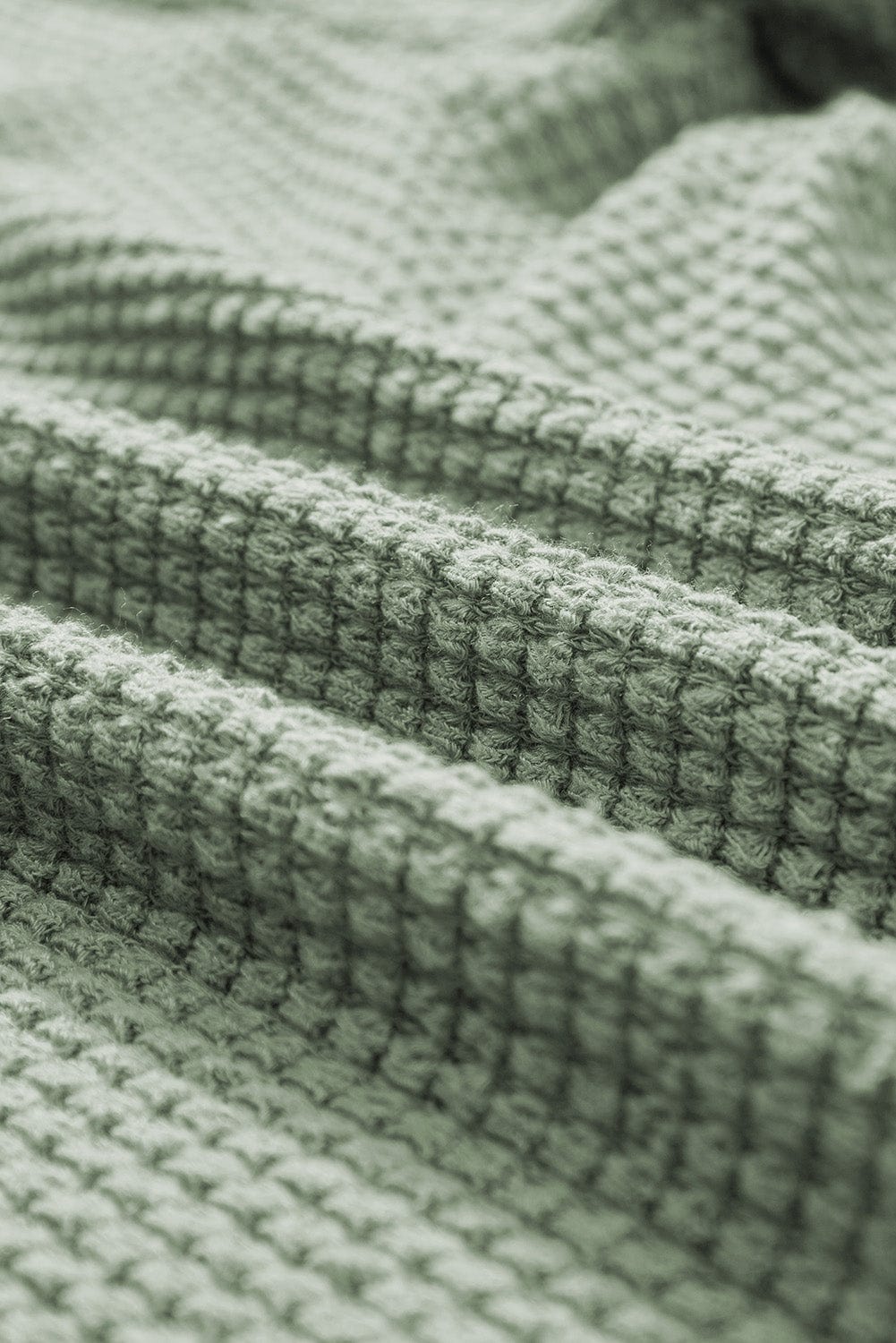 Green Waffle Knit T-Shirt with Petal Sleeves