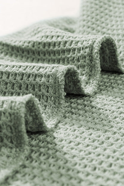 Green Waffle Knit T-Shirt with Petal Sleeves