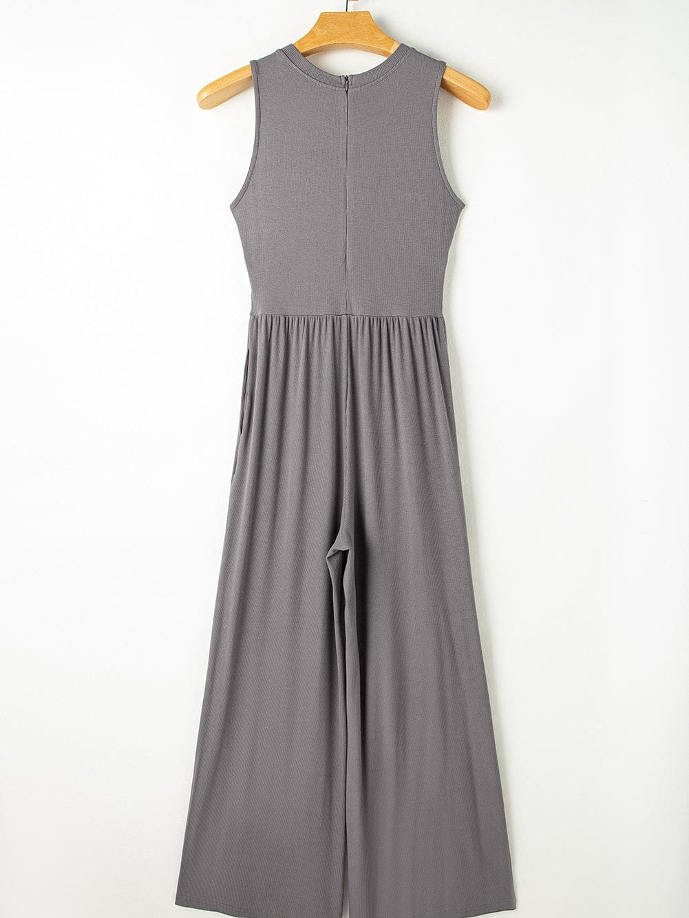 Grey A-Line Cinched Waist Sleeveless Jumpsuit