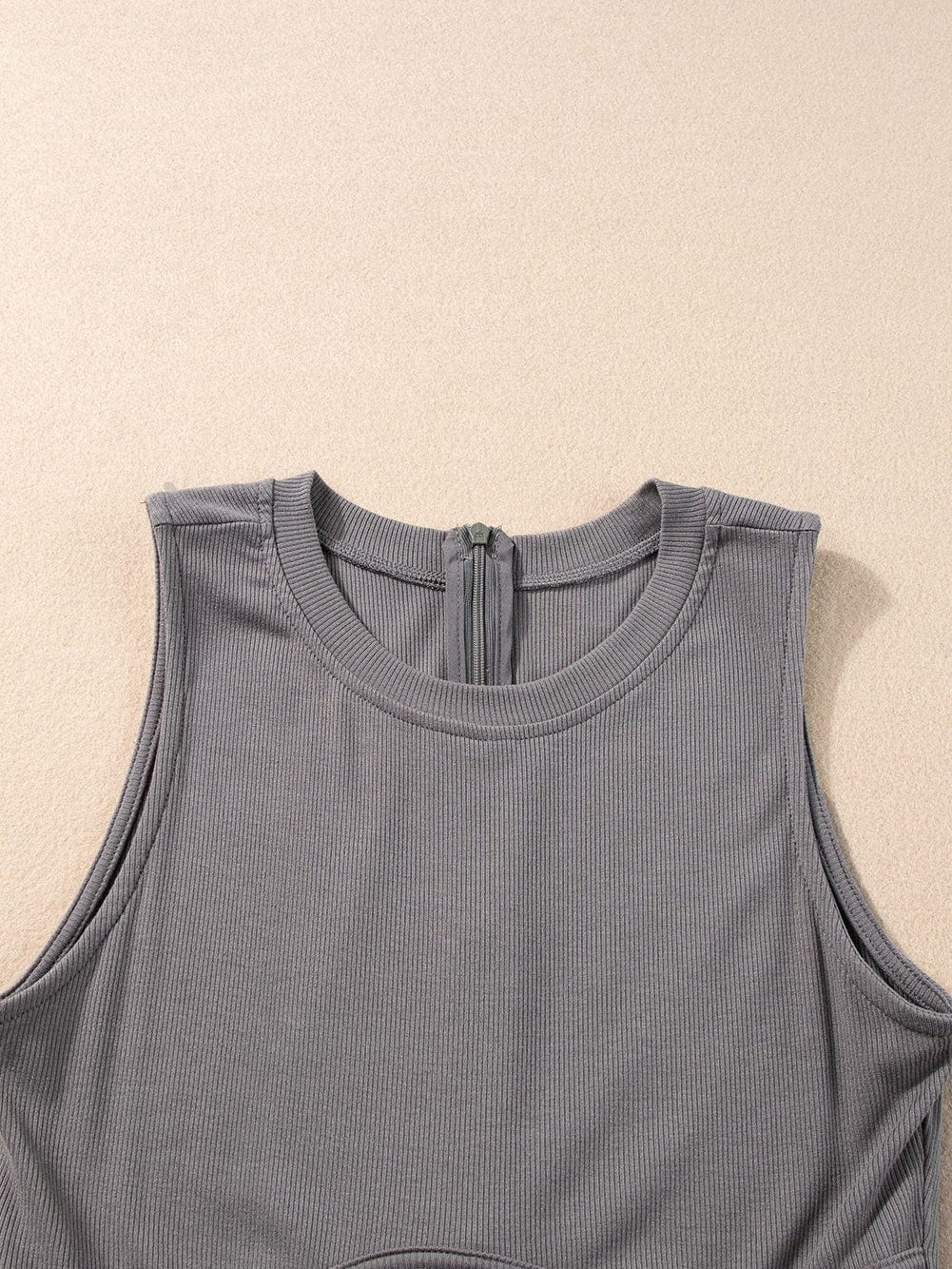 Grey A-Line Cinched Waist Sleeveless Jumpsuit