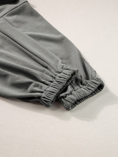 Grey Cap Sleeve Drawstring Jumpsuit with Open Back