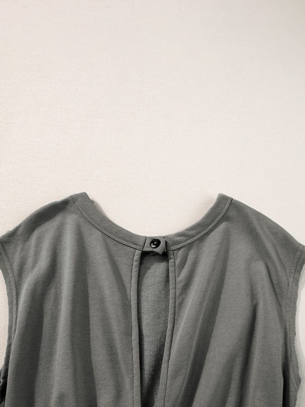 Grey Cap Sleeve Drawstring Jumpsuit with Open Back