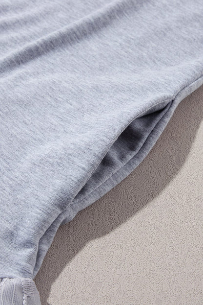 Grey Floral Lace Patchwork Ruffle T-shirt Mini Dress