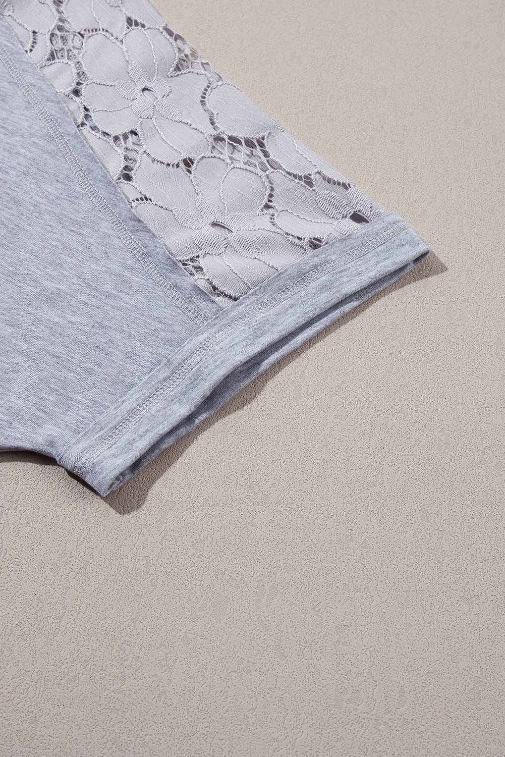 Grey Floral Lace Patchwork Ruffle T-shirt Mini Dress