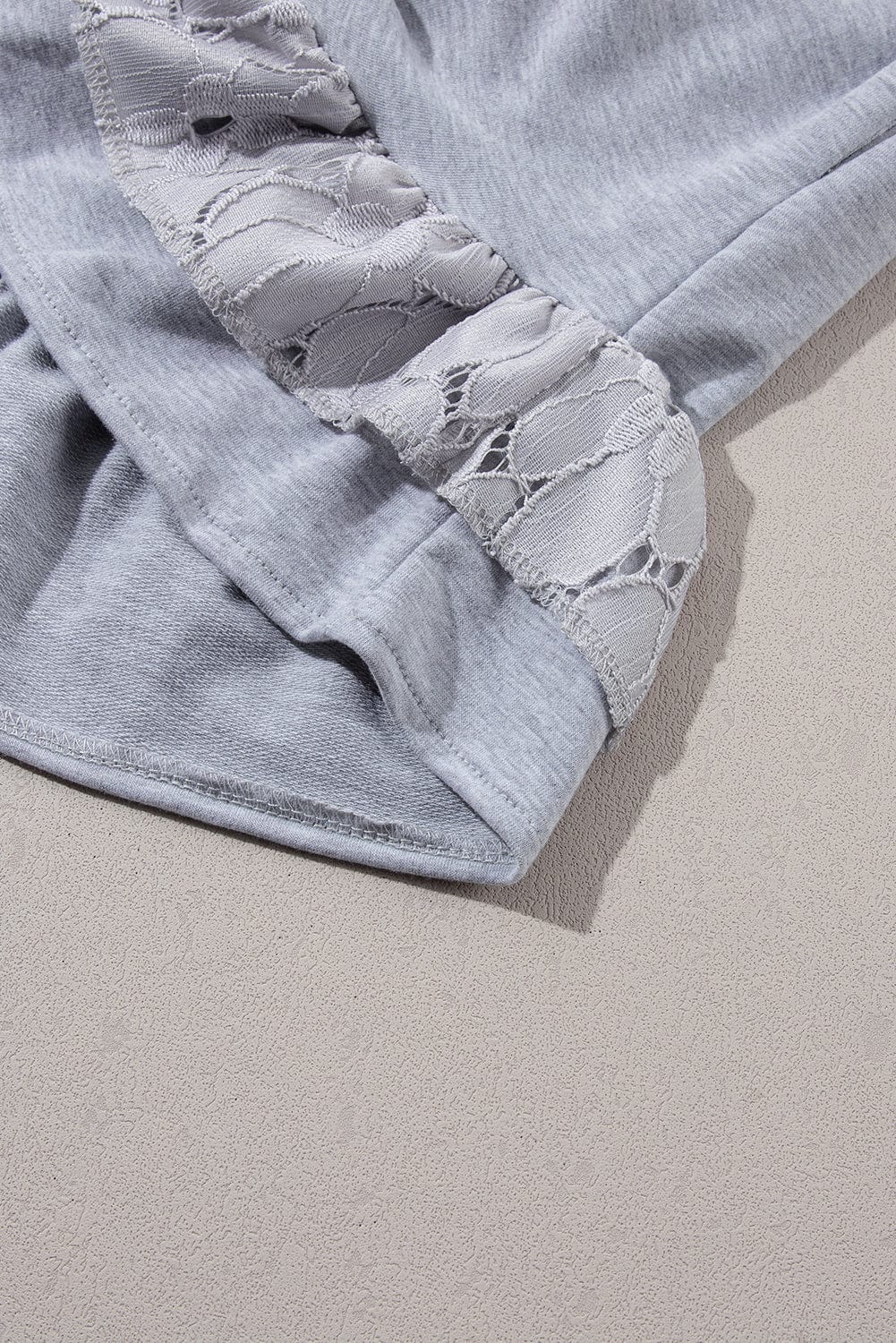 Grey Floral Lace Patchwork Ruffle T-shirt Mini Dress