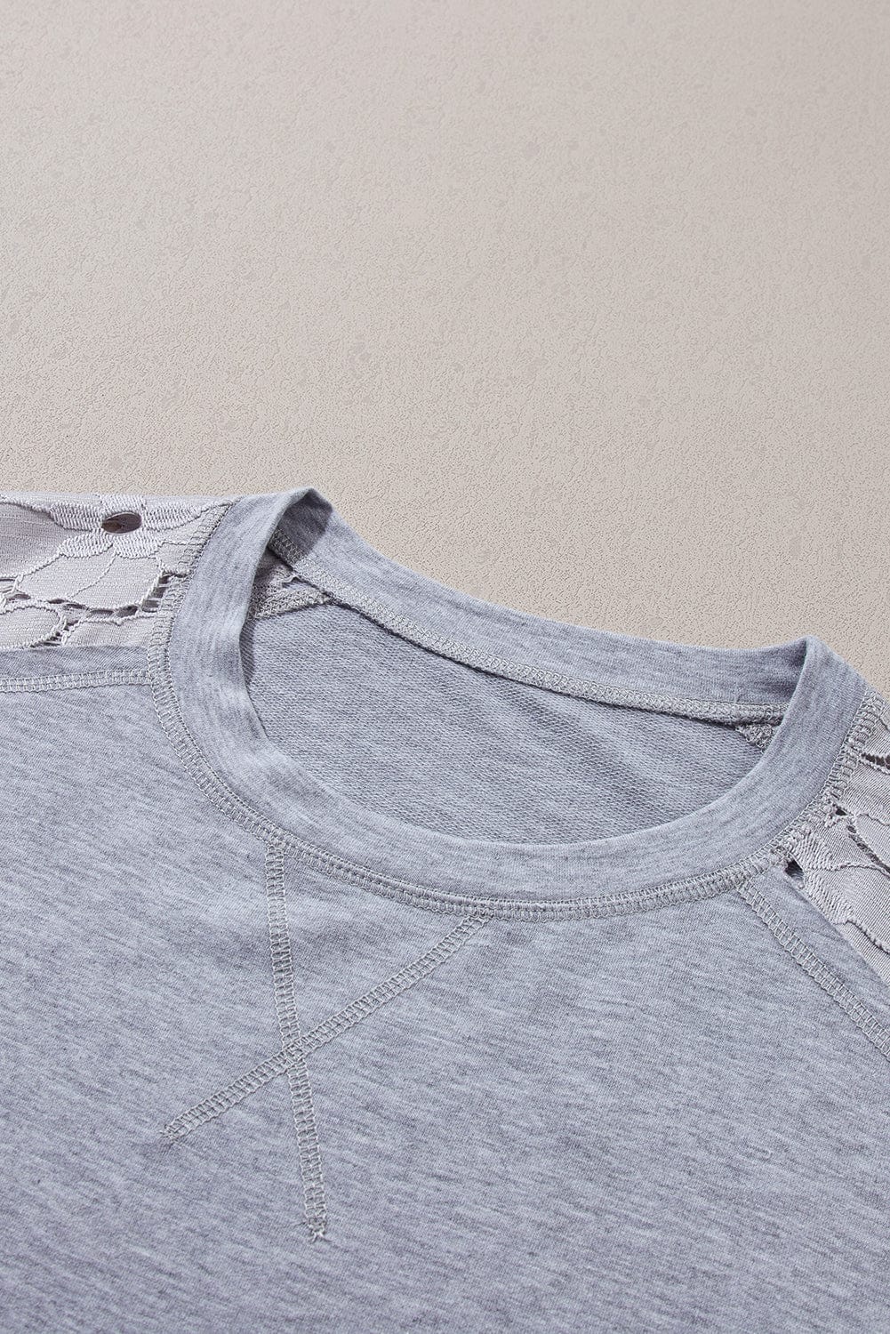 Grey Floral Lace Patchwork Ruffle T-shirt Mini Dress