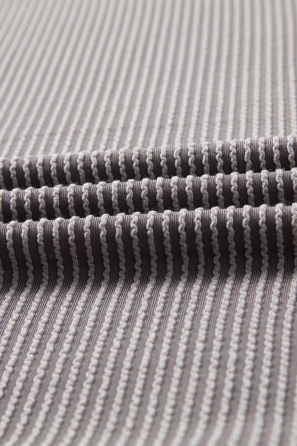 Grey Ribbed Two-Piece Set with Sleeveless Top and Pocketed Shorts