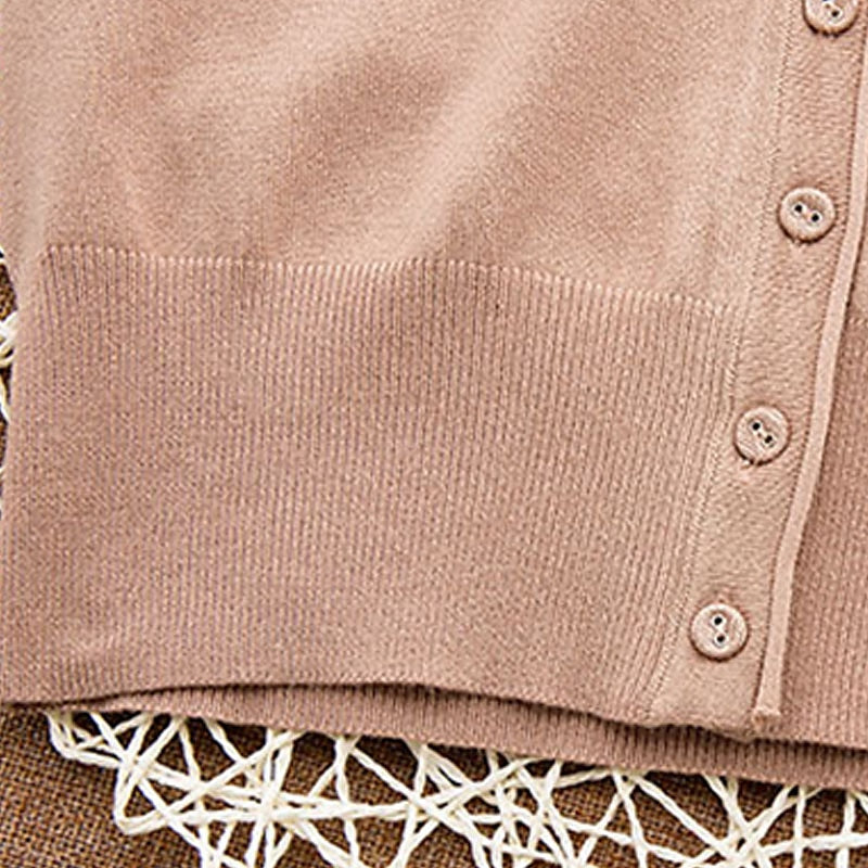 Women's Cardigan Sweater V Neck Knit Cotton Button Knitted Thin Summer Spring Outdoor Work Daily Stylish Casual Soft Long Sleeve Pure Color Yellow Wine Camel M L XL