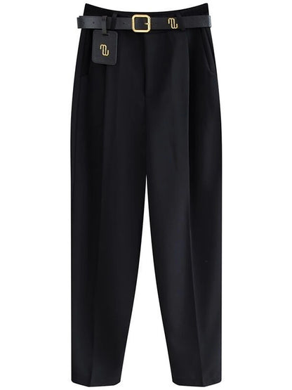 Women's Dress Pants Spandex Plain Black Khaki Fashion High Waist Ankle-Length Street Daily Fall Winter