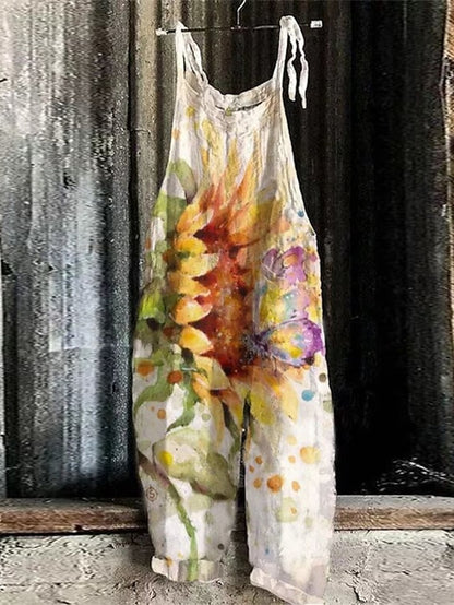 Jumpsuits for Women Print Animal Trug Life Square Neck Casual Daily Holiday Regular Fit Sleeveless Blue Purple Yellow S M L Spring Summer Fall