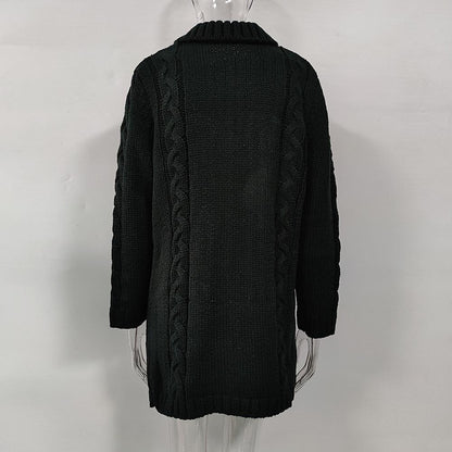 Women's Cardigan Sweater Jumper Cable Chunky Knit  Solid Color Open Front Stylish Soft Daily Going out Winter Fall Reddish brown Blue S M L / Long Sleeve / Regular Fit