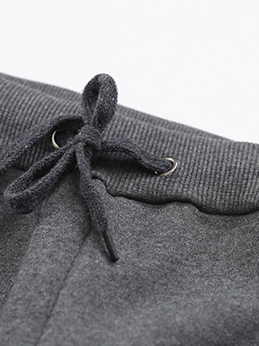 Women's Fleece Pants Polyester Solid Color Light Gray Dark-Gray Fashion High Waist Full Length Street Daily Fall Winter