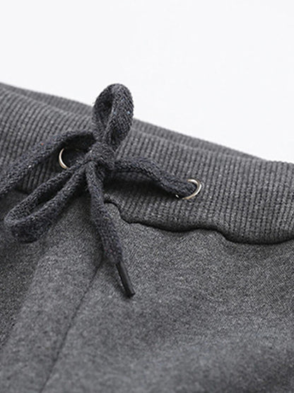 Women's Fleece Pants Polyester Solid Color Light Gray Dark-Gray Fashion High Waist Full Length Street Daily Fall Winter