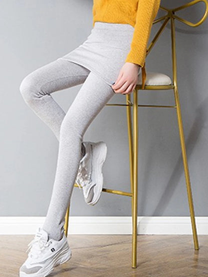 Women's Leggings Cotton Plain Light Gray Dark-Gray Fashion High Waist Full Length Outdoor Street Fall Winter