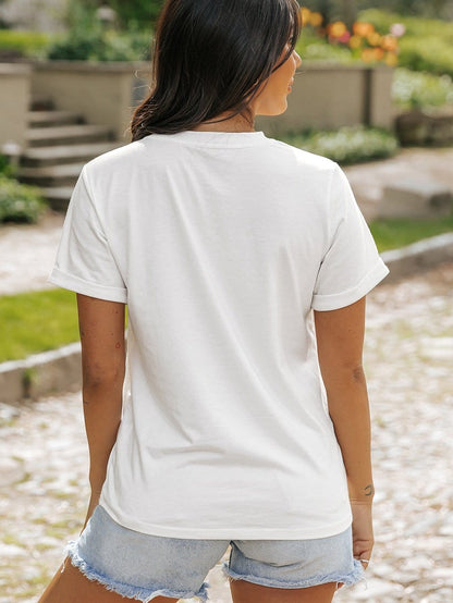 He Has Risen White Floral Round Neck Tee